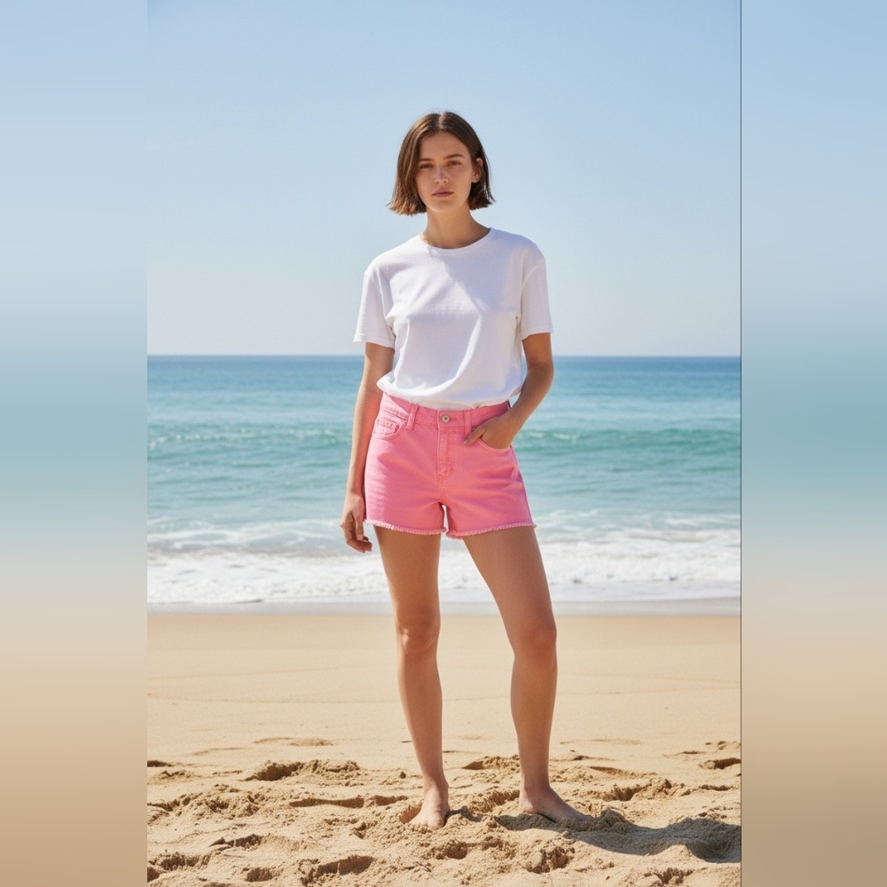 Justice Girl's Cute Size 14 Slim Fray Hem Shorts In Light Pink EUC